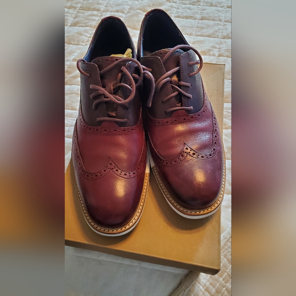 Mens burgundy cole hasn oxfords